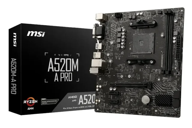 MSI A520M-A PRO AMD AM4 Micro-ATX Motherboard – Ryzen 5000 Ready